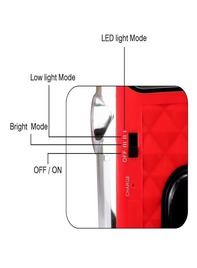 IBELL El8428Sl 2-in-1 Emergency Light, High Lumen Rechargeable with Flashlight/Torch, 15W Led Hand Lamp, 3 Light Modes (Red) - Image 3